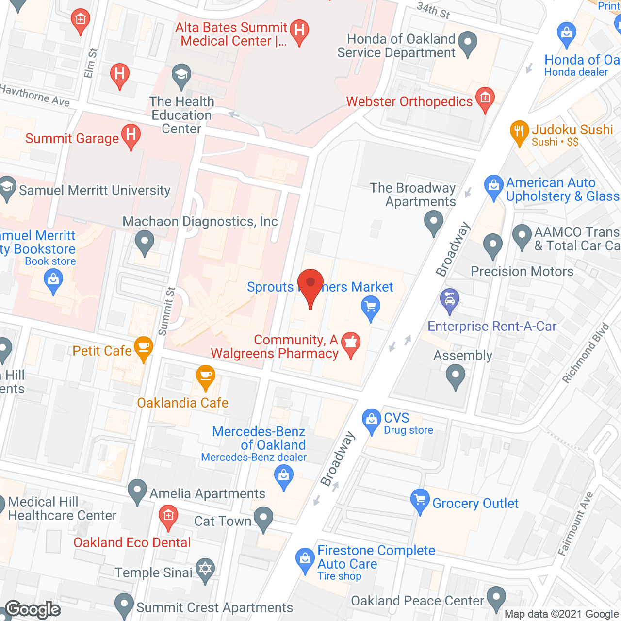 Map of the neighborhood around Oakland Healthcare and Wellness Center