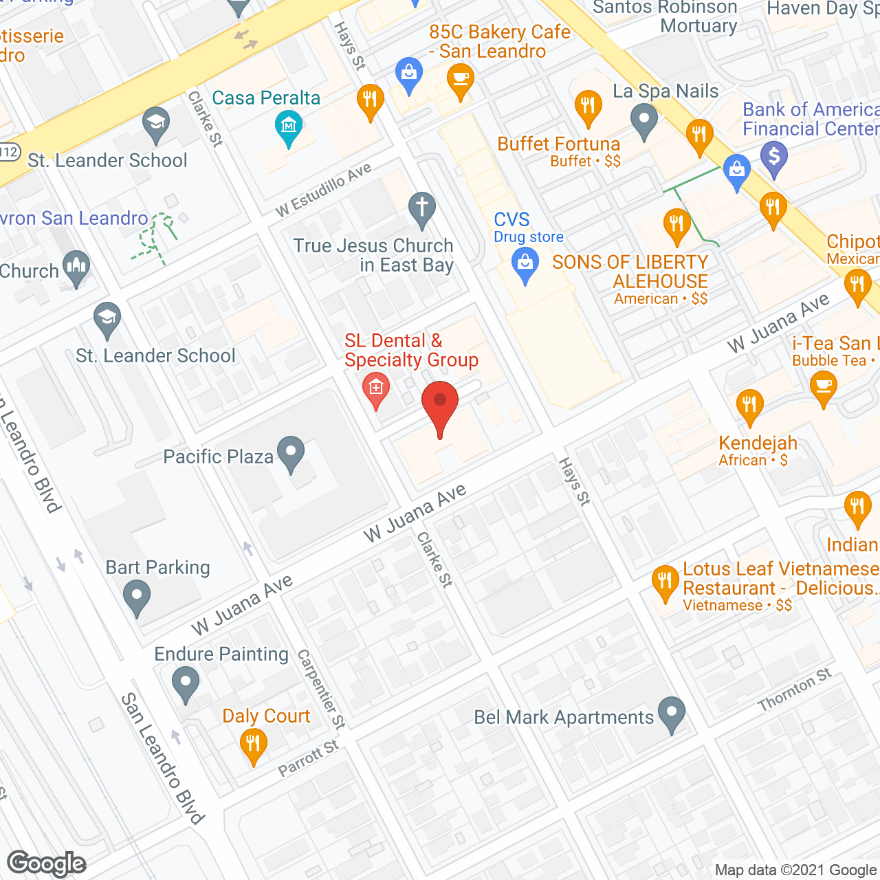 Map of the neighborhood around Pacifica Senior Living San Leandro