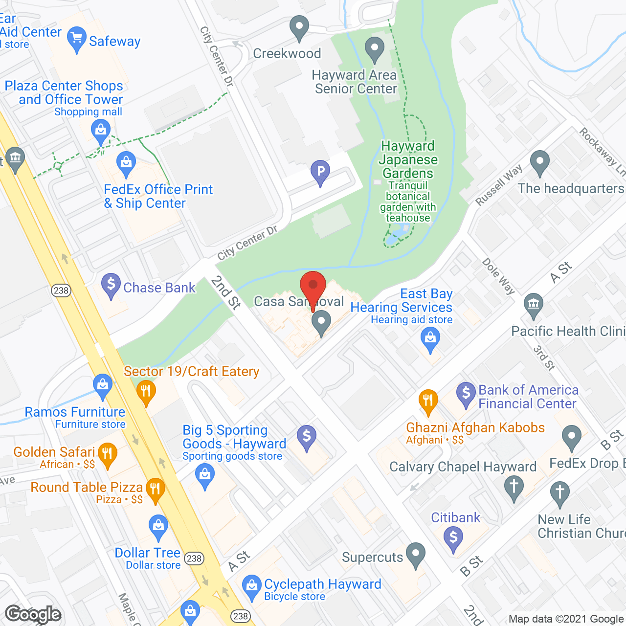 Map of the neighborhood around MorningStar of Hayward