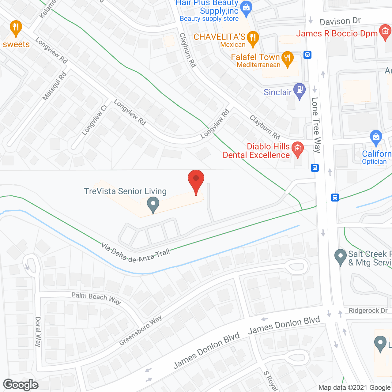 Map of the neighborhood around TreVista Senior Living at Antioch