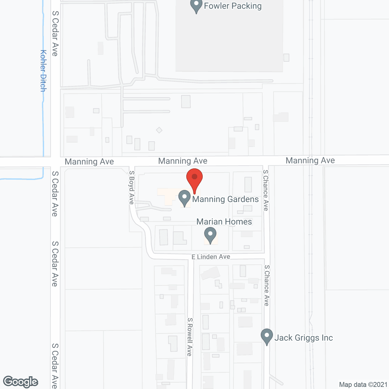 Map of the neighborhood around Manning Gardens Convalescent