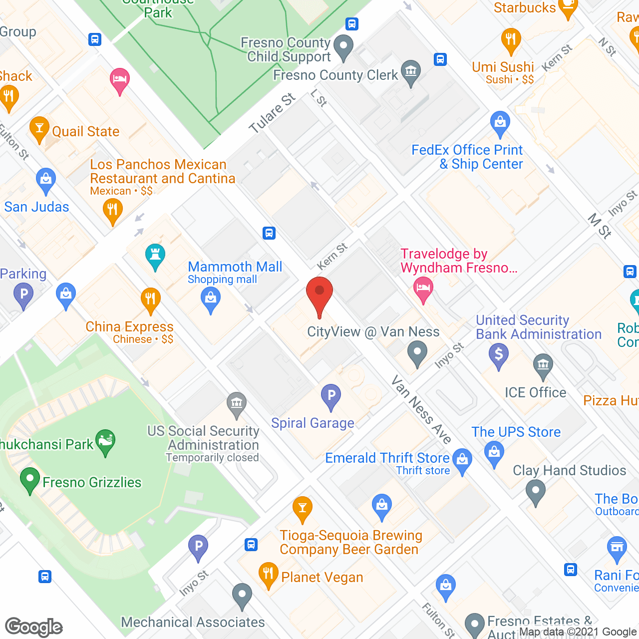 Map of the neighborhood around The Californian