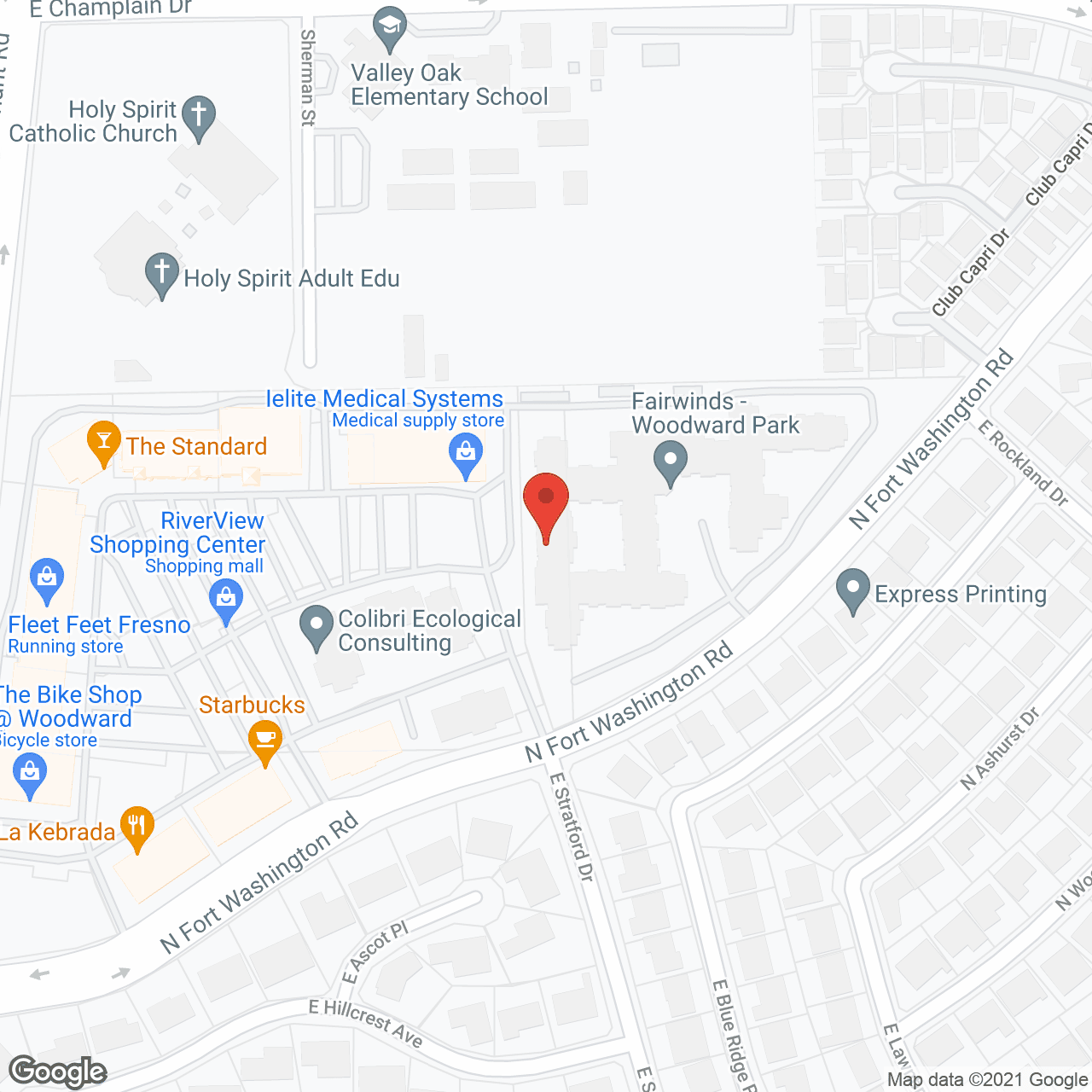 Map of the neighborhood around Fairwinds - Woodward Park