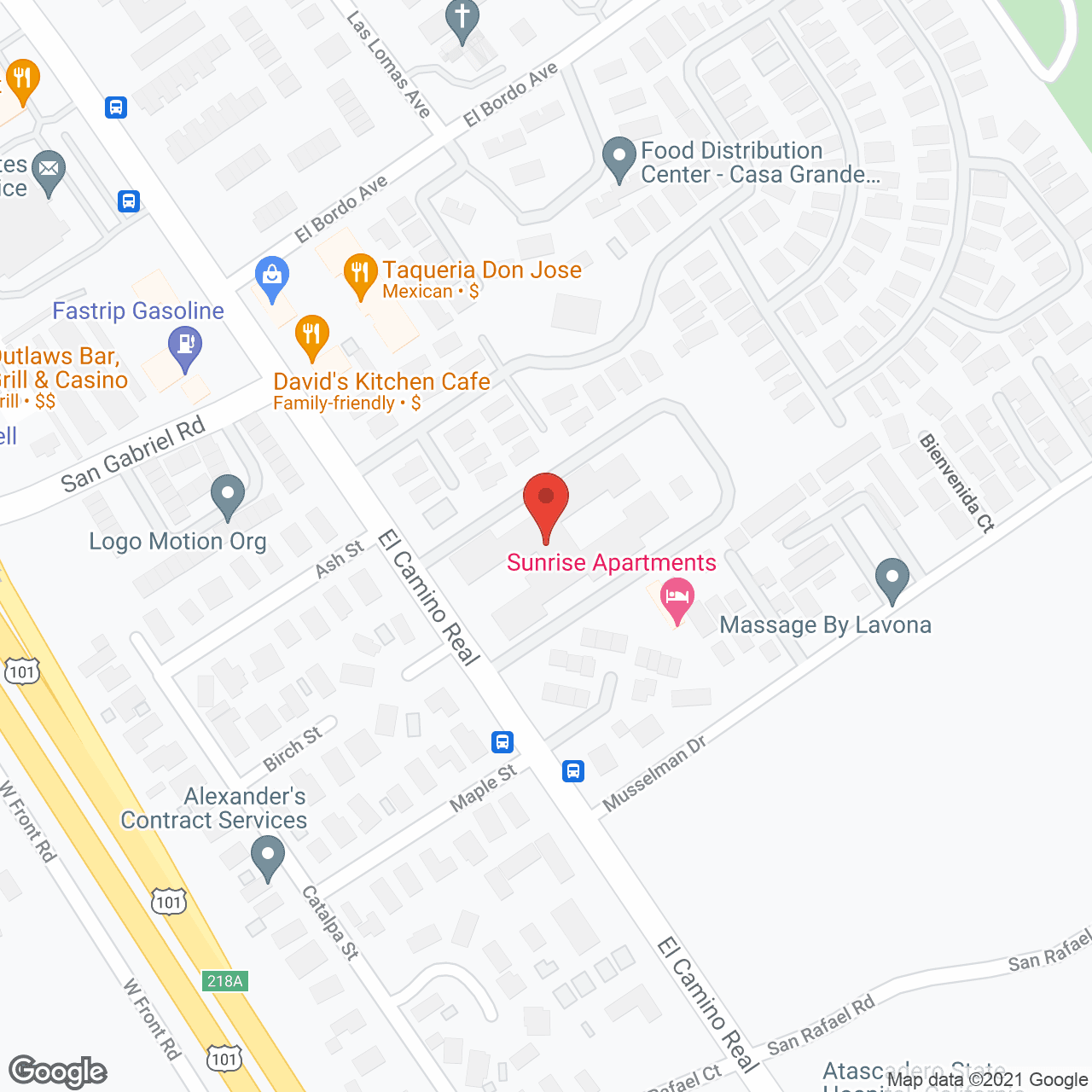 Map of the neighborhood around California Manor