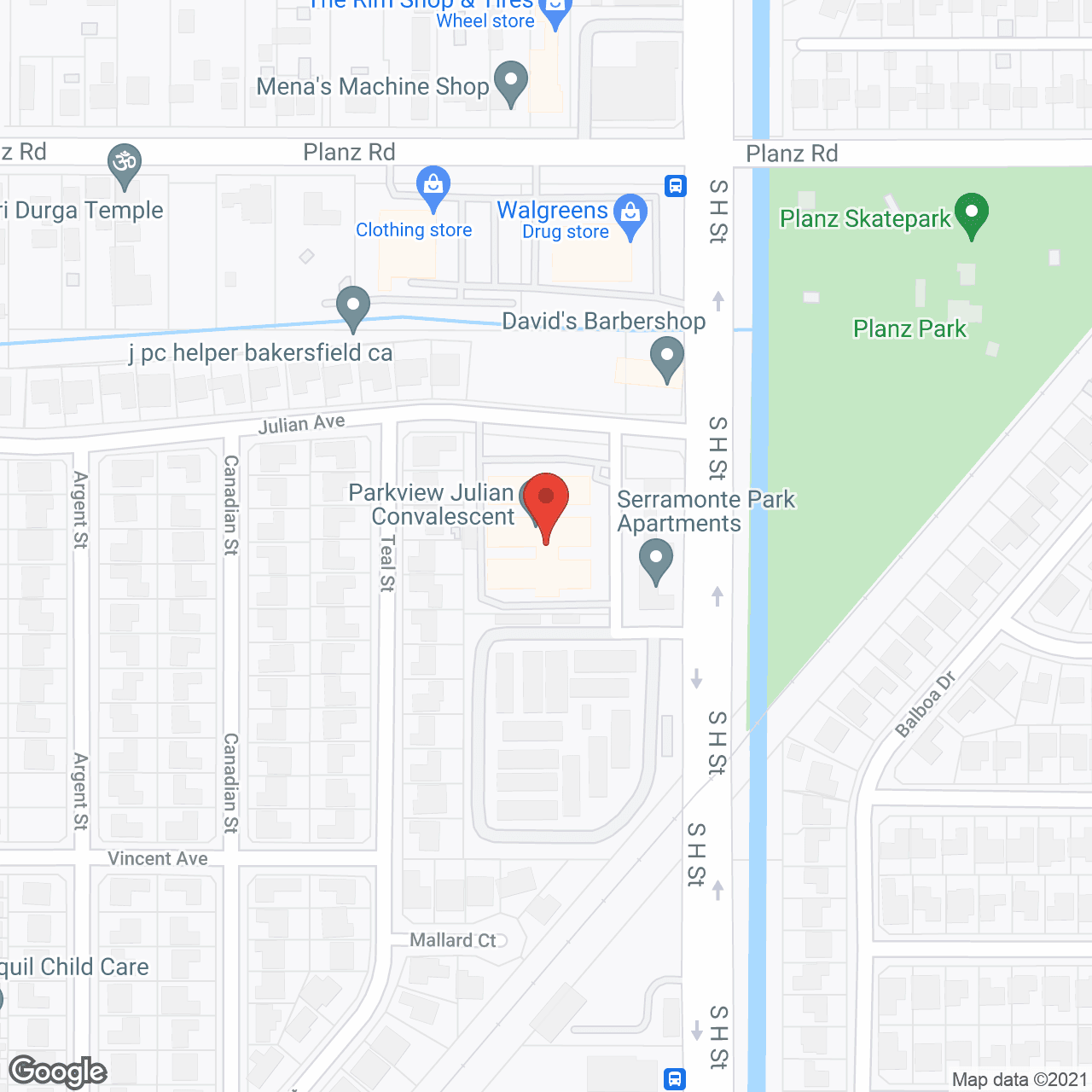 Map of the neighborhood around Parkview Julian Convalescent