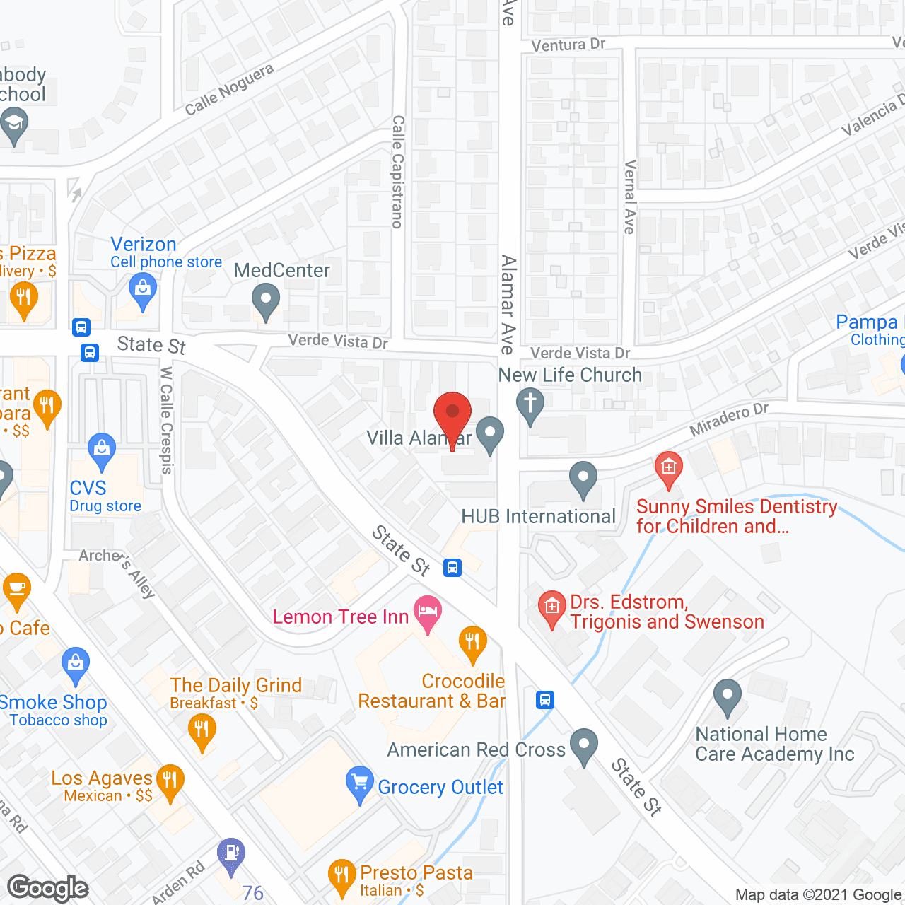 Map of the neighborhood around Villa Alamar Memory Care