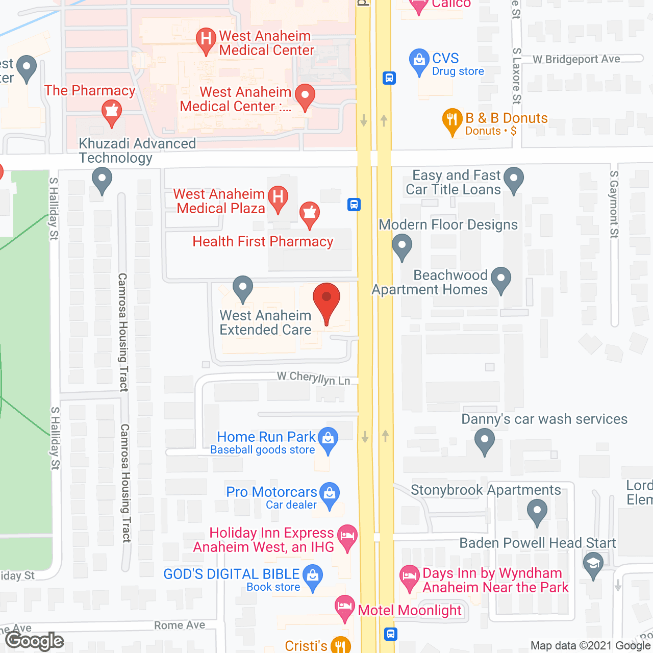 Map of the neighborhood around Anaheim Crown Plaza