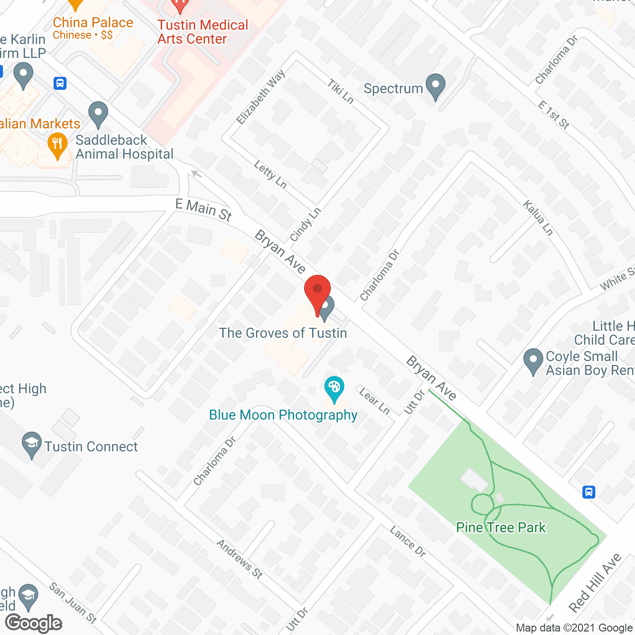 Map of the neighborhood around Everest at The Groves of Tustin