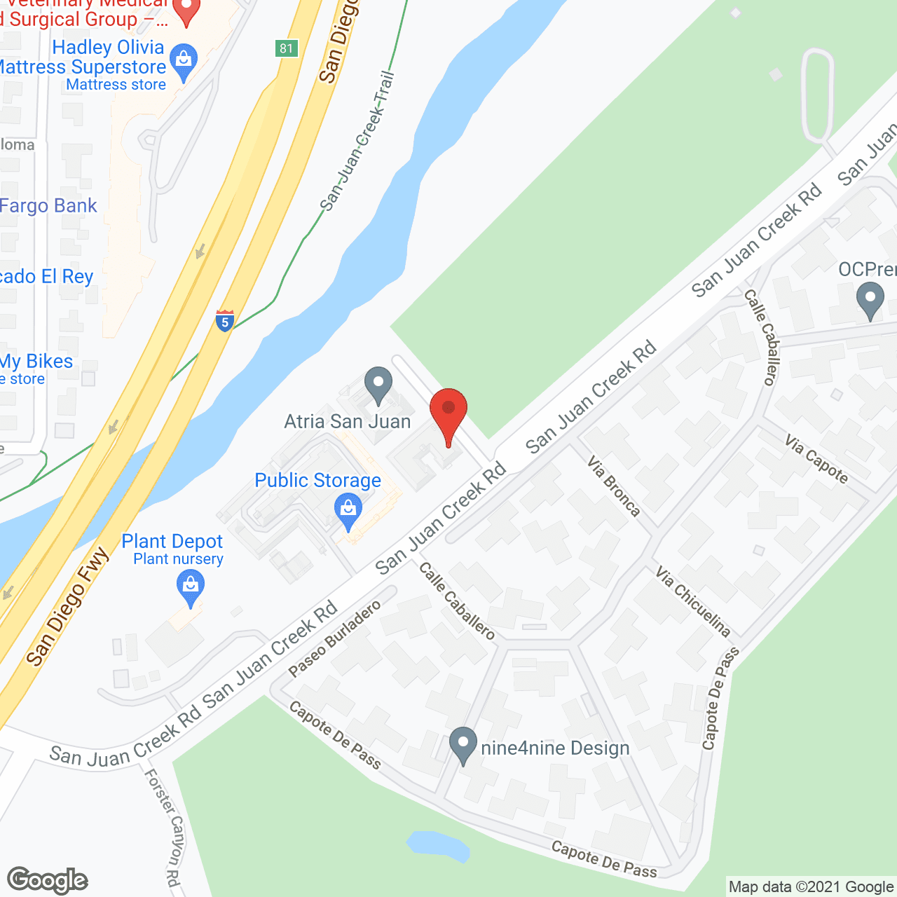 Map of the neighborhood around Atria San Juan