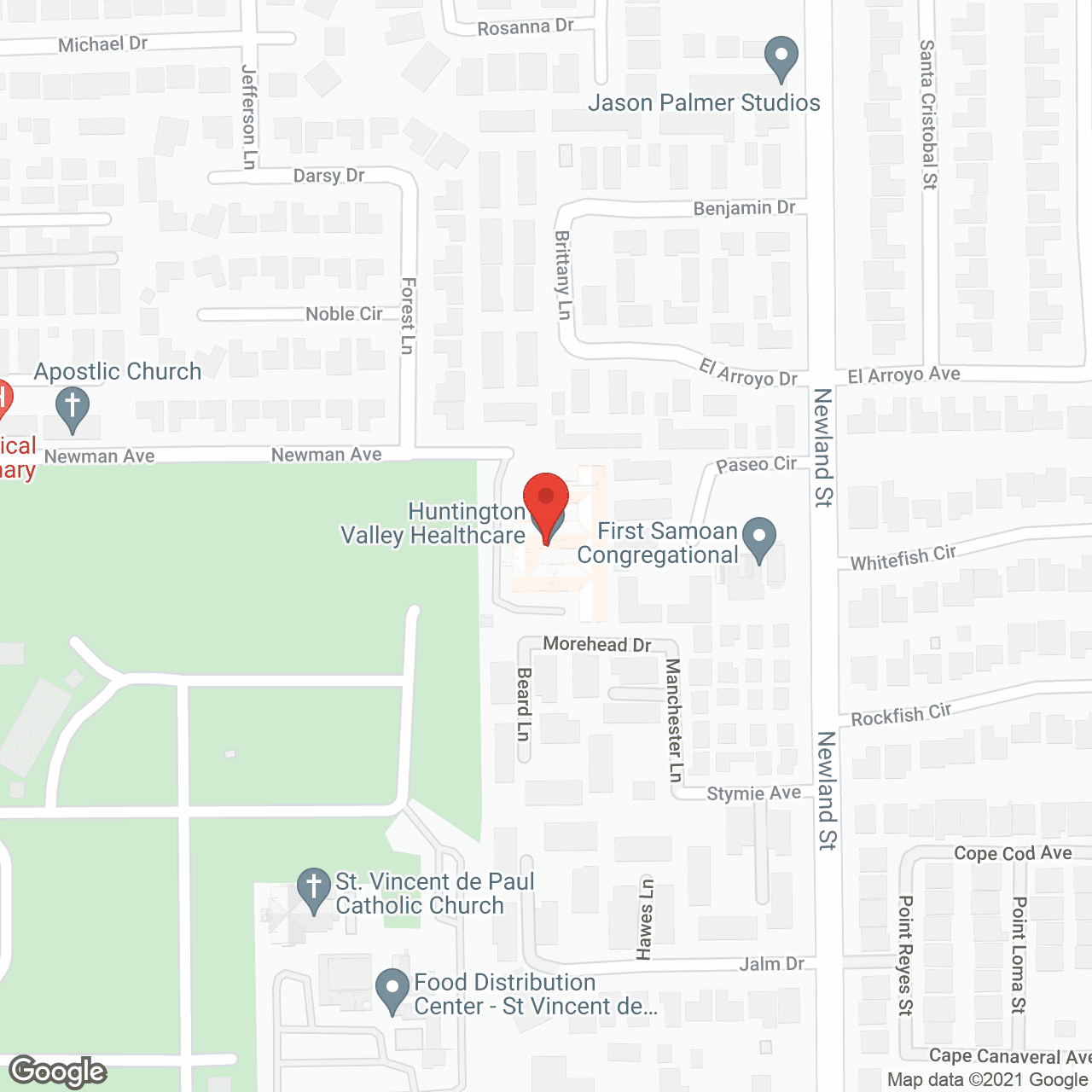 Map of the neighborhood around Huntington Valley Healthcare Center
