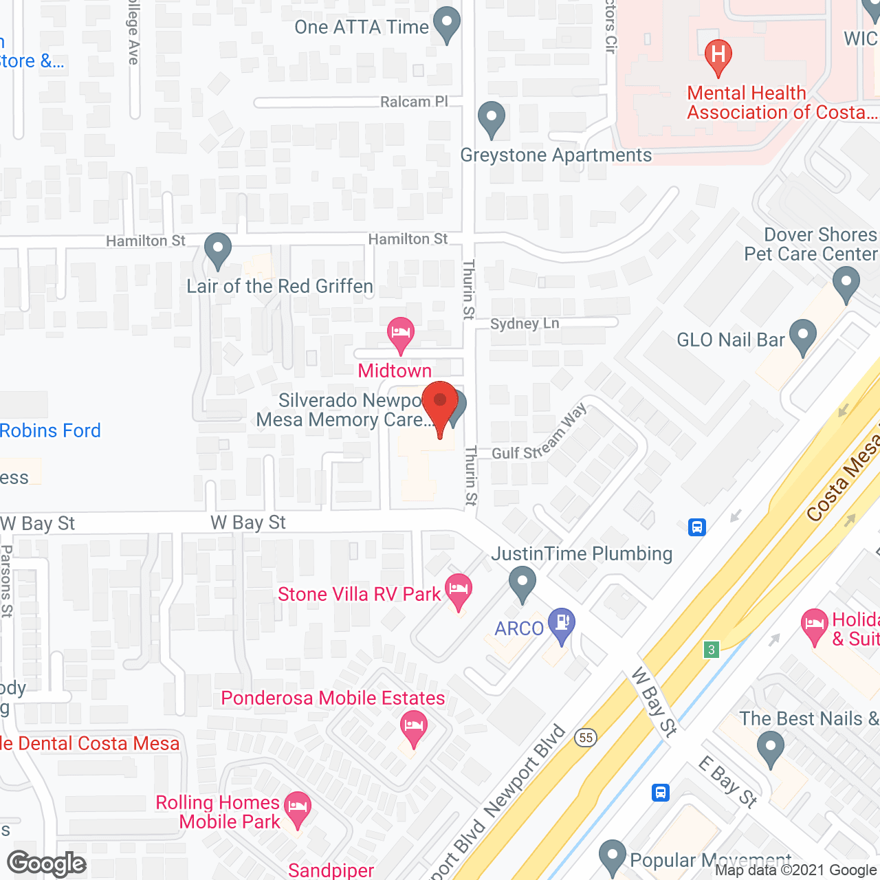 Map of the neighborhood around Silverado Newport Mesa