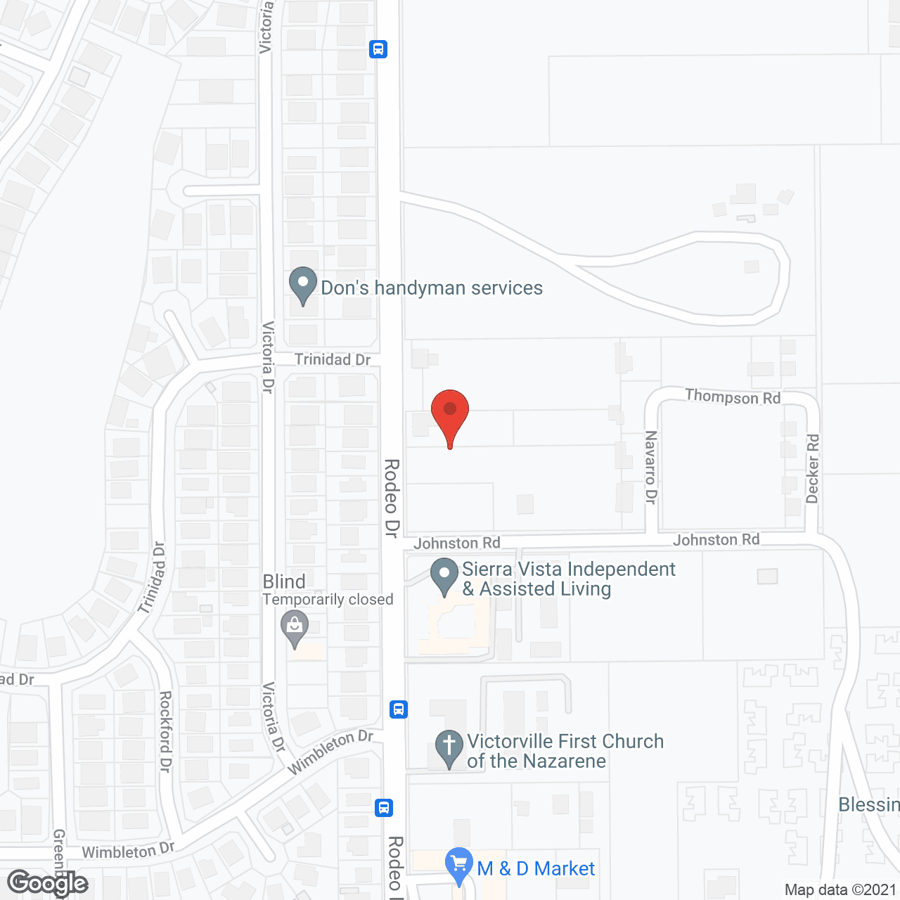 Map of the neighborhood around Sierra Vista Independent and Assisted Living