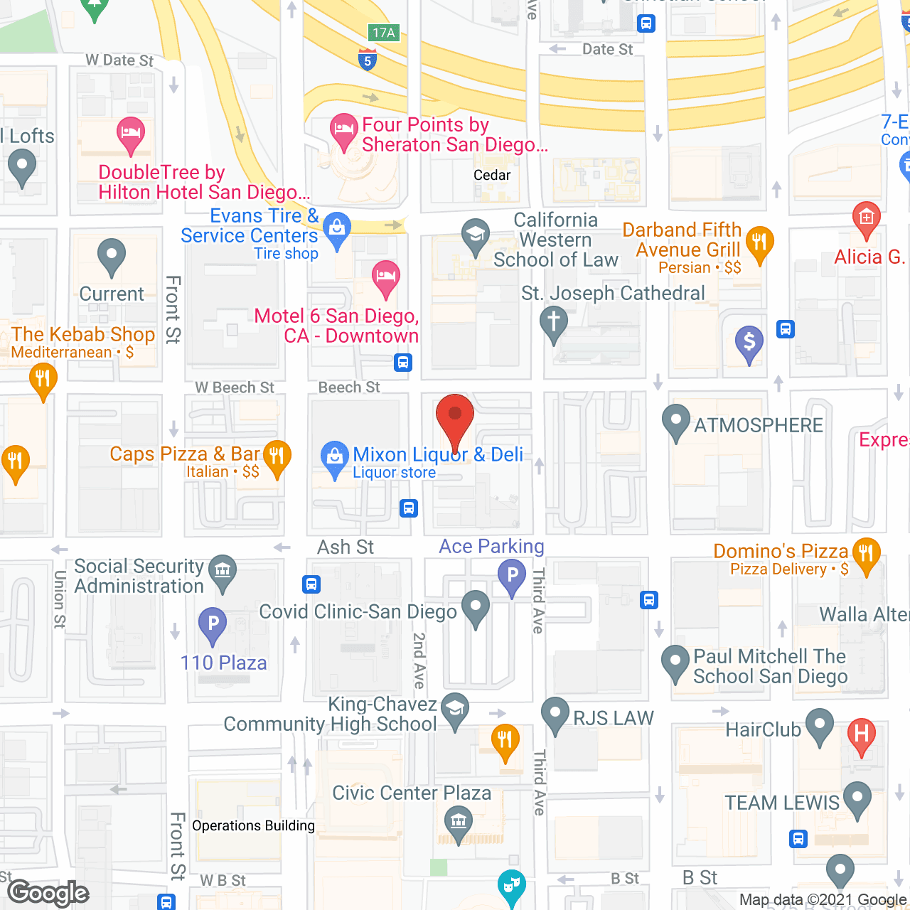 Map of the neighborhood around Luther Tower