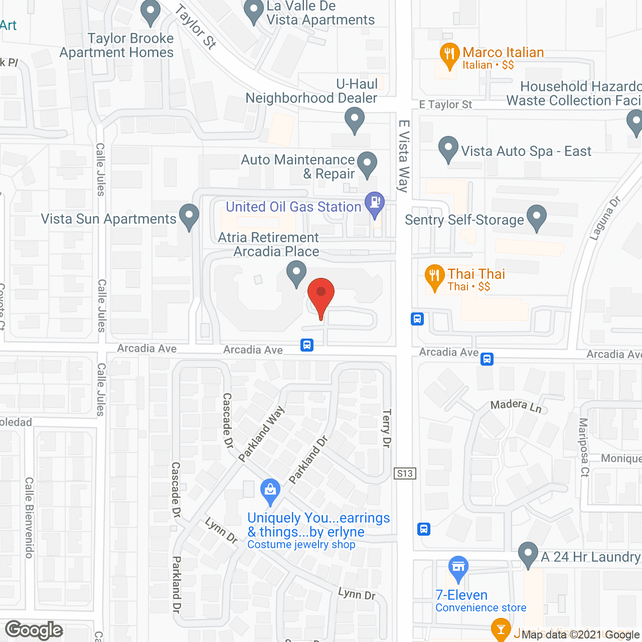 Map of the neighborhood around Arcadia Place