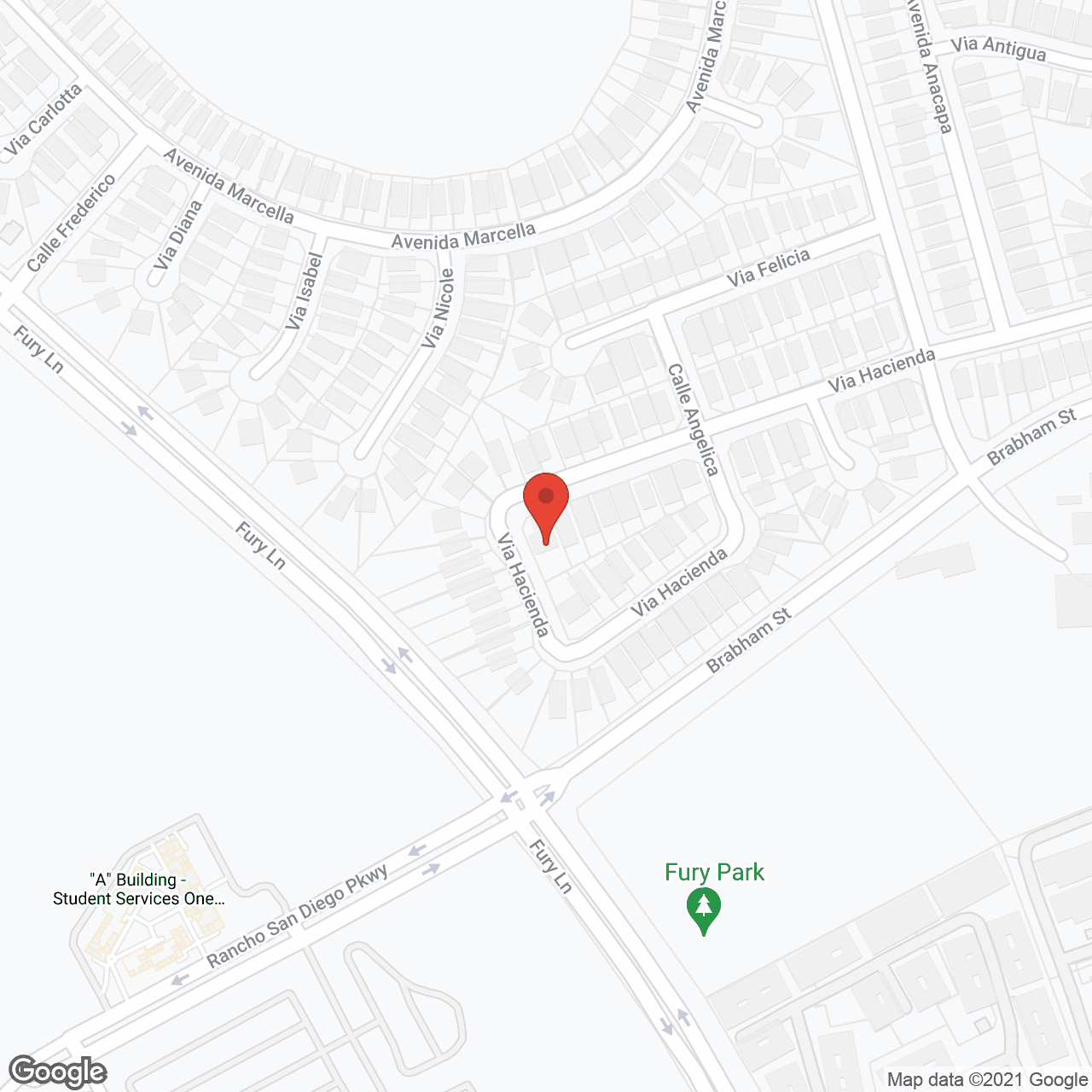 Map of the neighborhood around Rancho San Diego Board and Care II