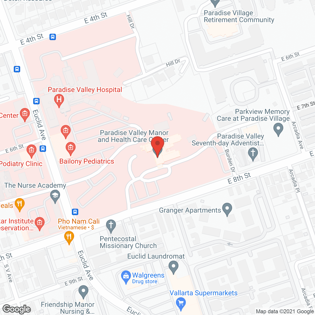 Map of the neighborhood around Paradise Valley Manor