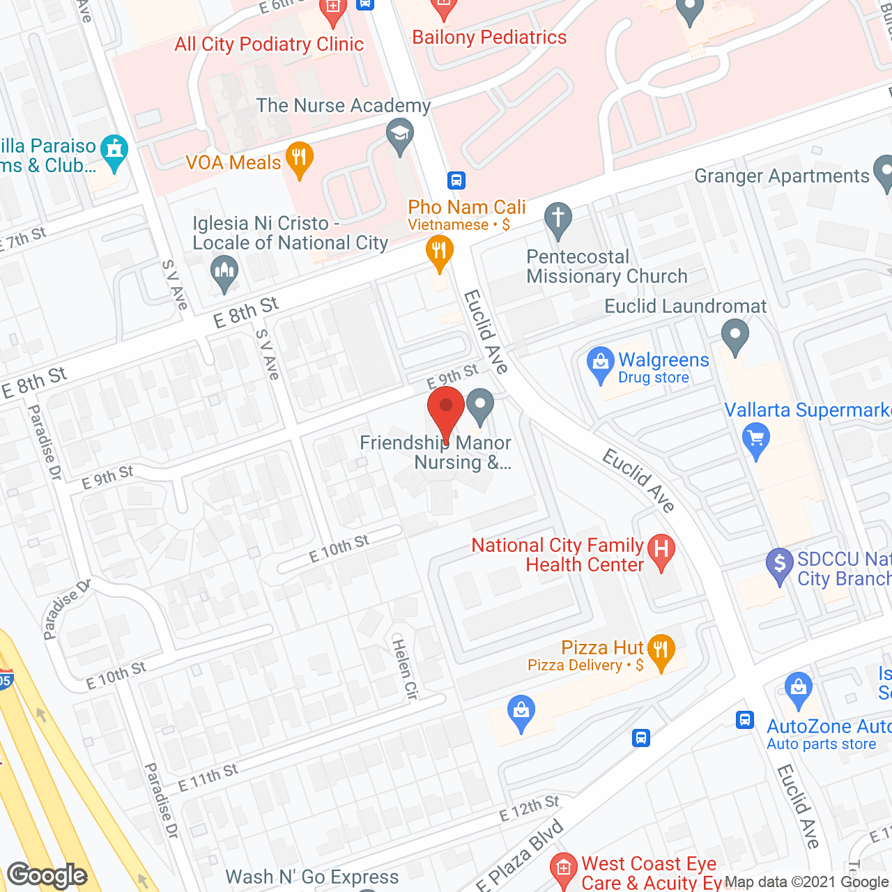 Map of the neighborhood around Friendship Manor Nursing and Rehabilitation Center