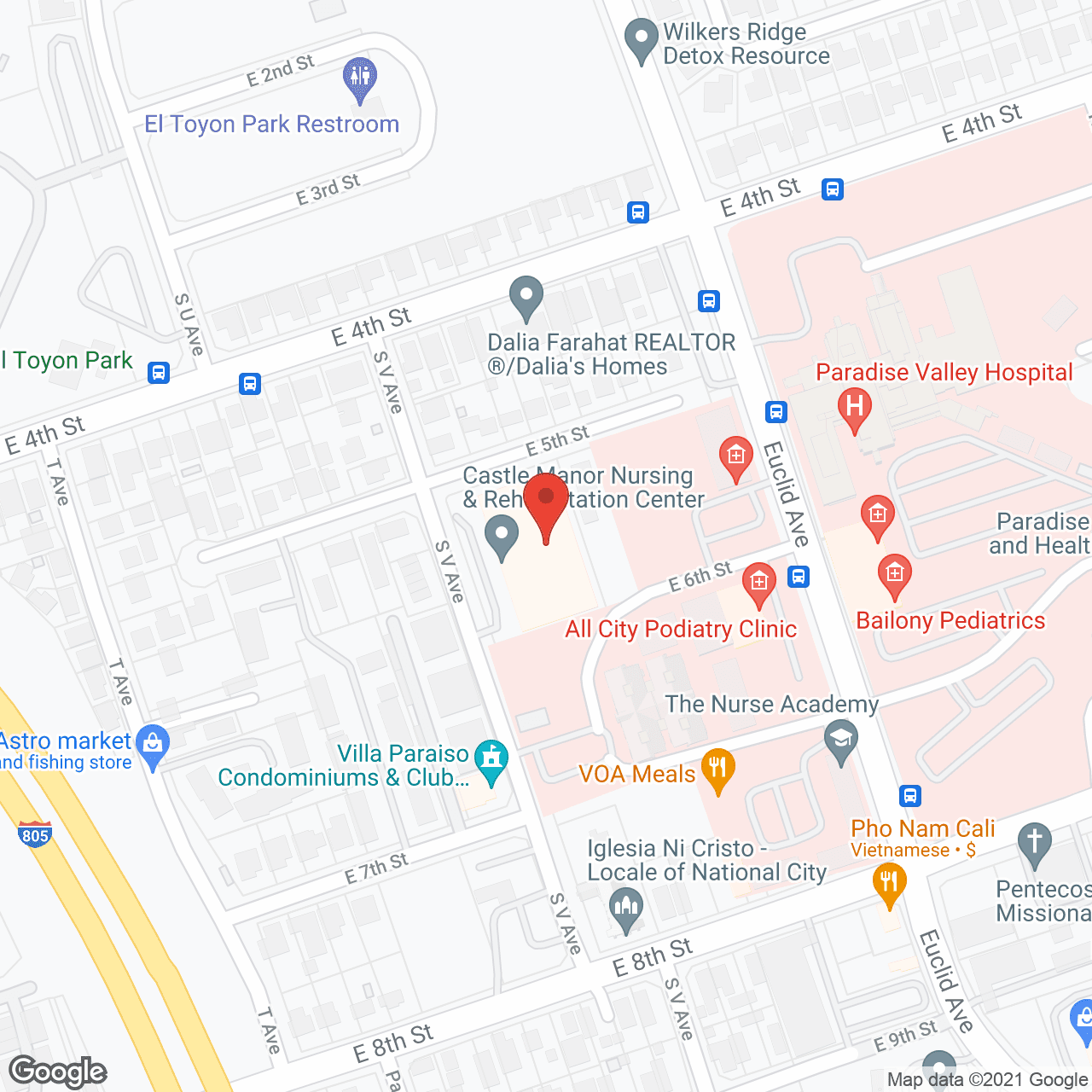 Map of the neighborhood around Castle Manor