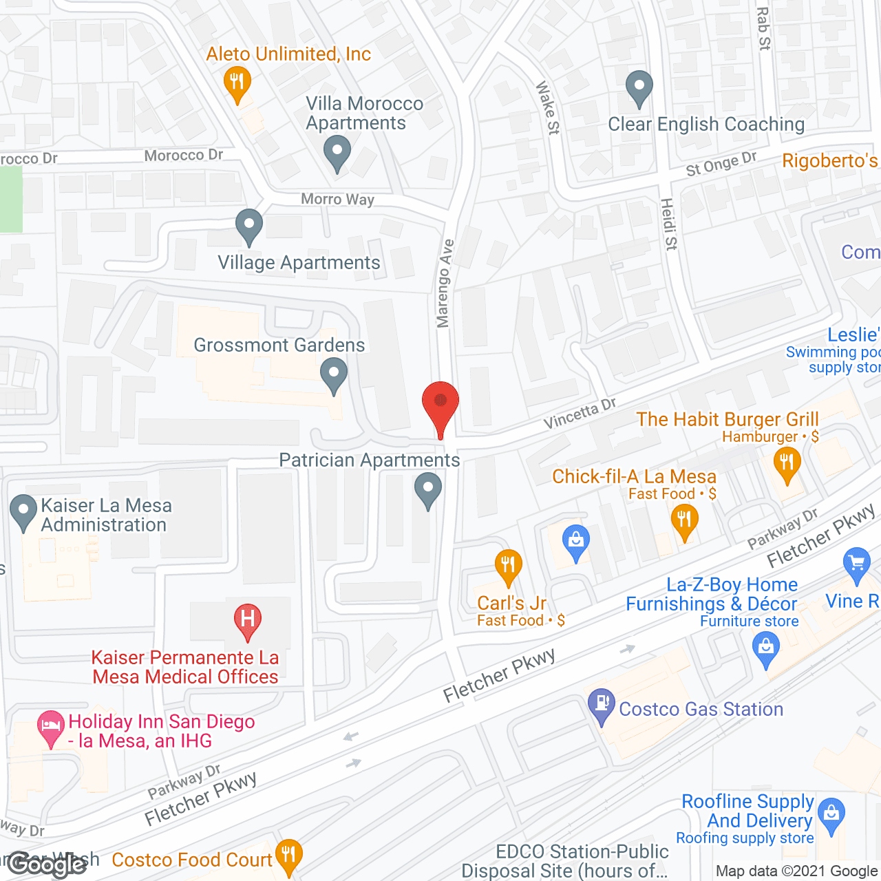 Map of the neighborhood around Grossmont Gardens