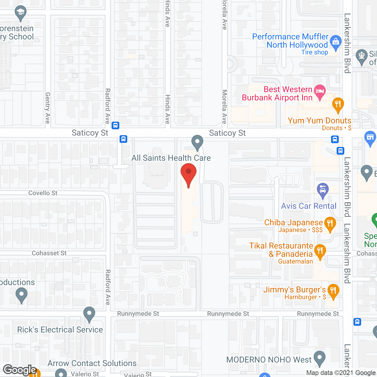 Map of the neighborhood around All Saints Convalescent Ctr