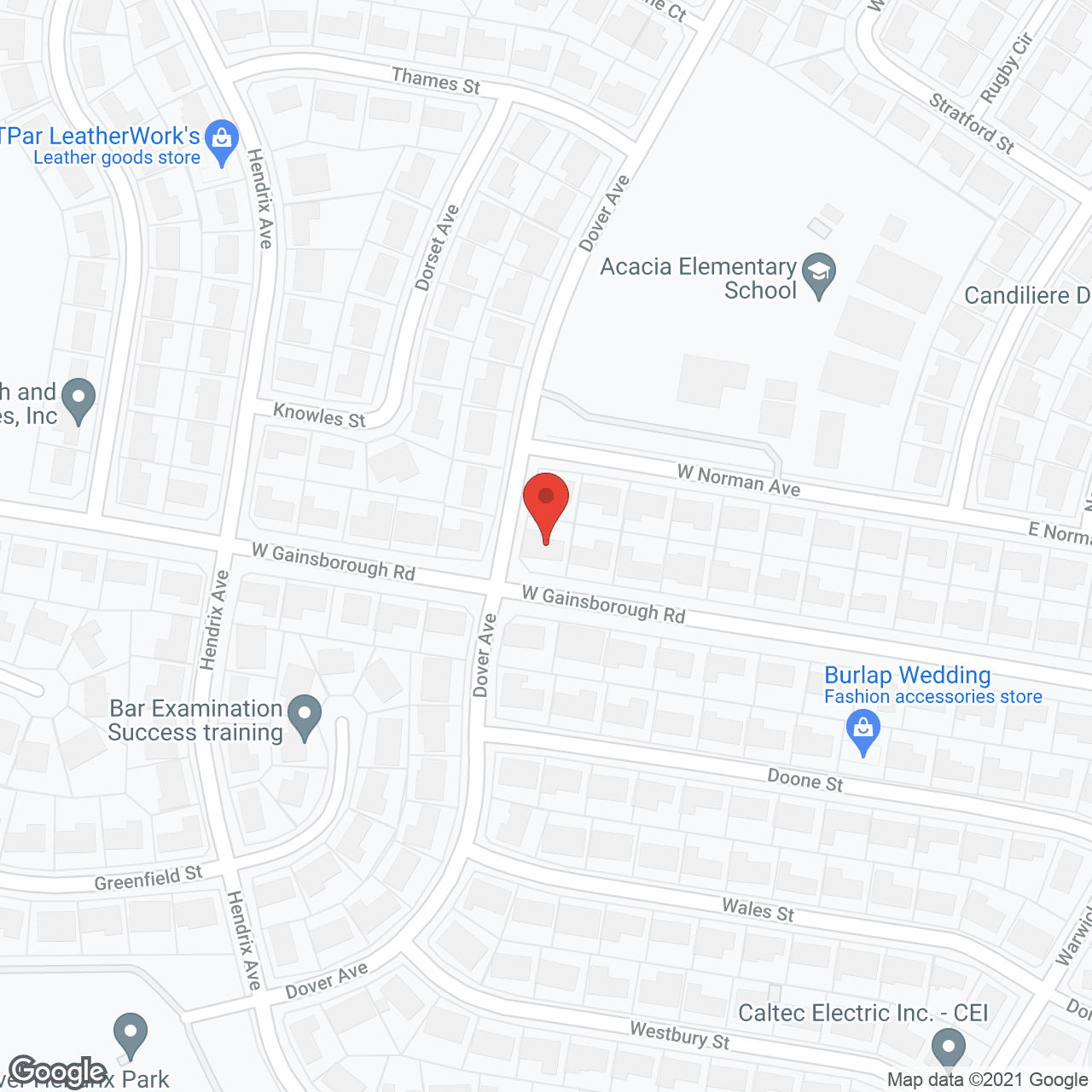 Map of the neighborhood around Gainsborough Oaks