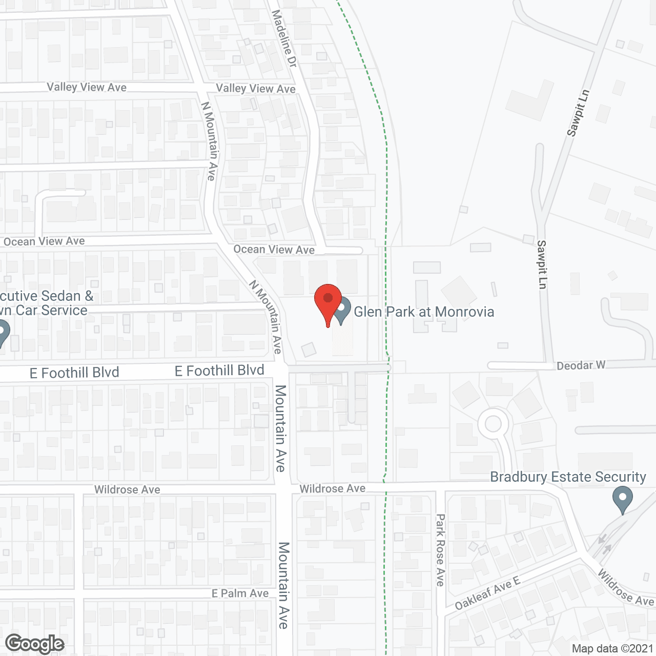 Map of the neighborhood around Glen Park at Monrovia