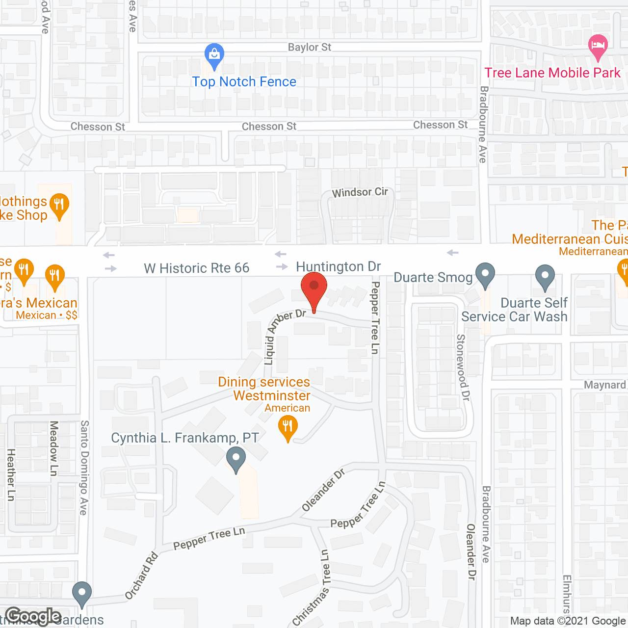 Map of the neighborhood around Westminster Gardens, a CCRC