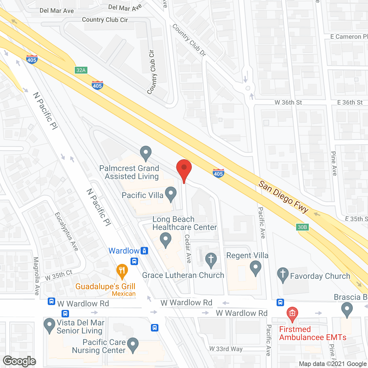 Map of the neighborhood around Palmcrest Grand Retirement