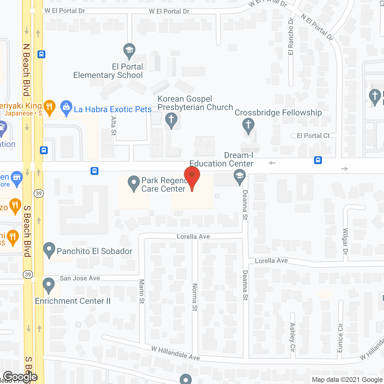 Map of the neighborhood around Park Regency Retirement Center