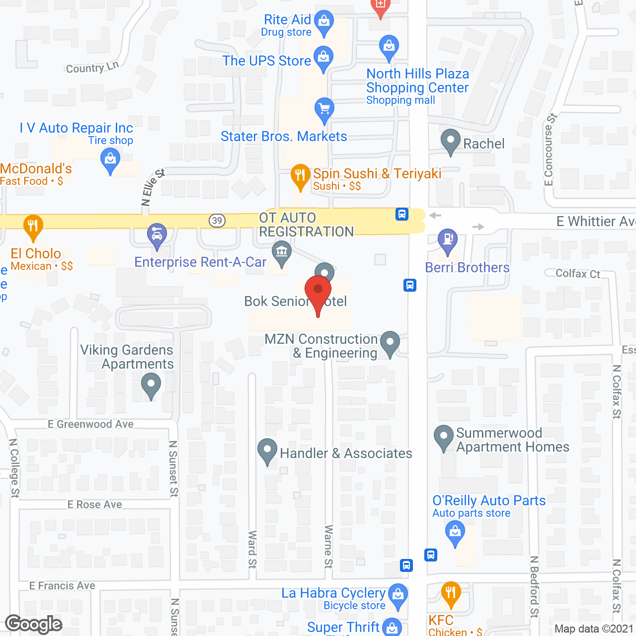 Map of the neighborhood around Grace Retirement Village La Habra Villa