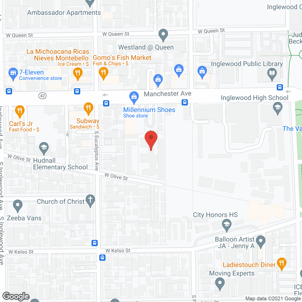 Map of the neighborhood around Westchester Villa