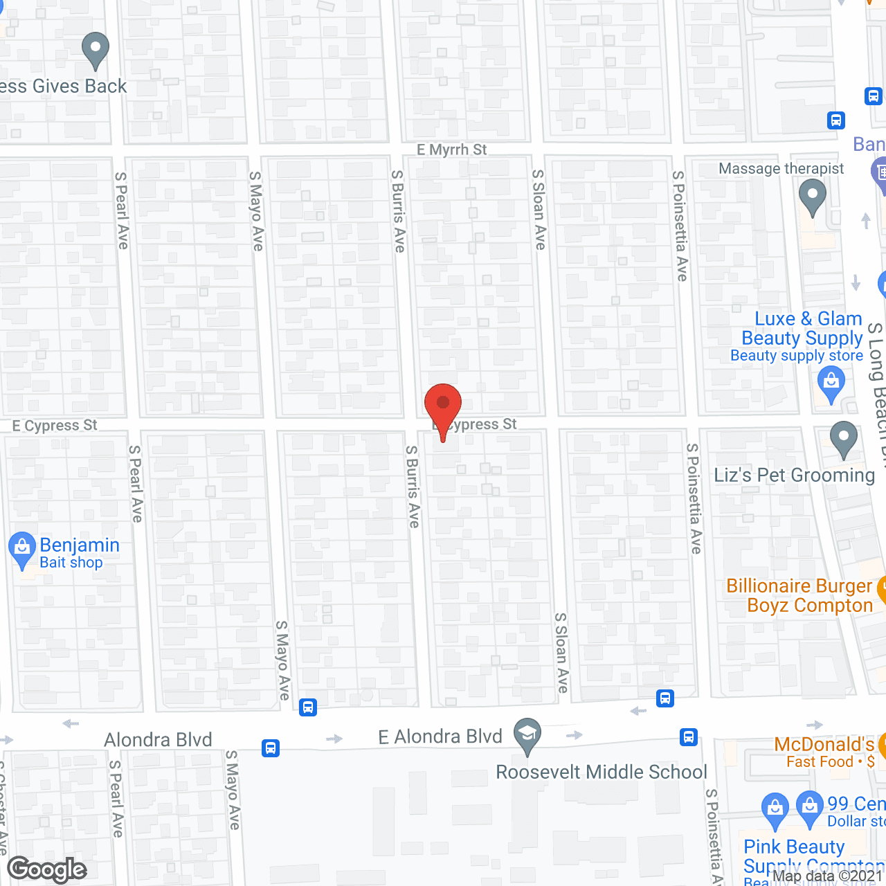 Map of the neighborhood around Loving Life Home