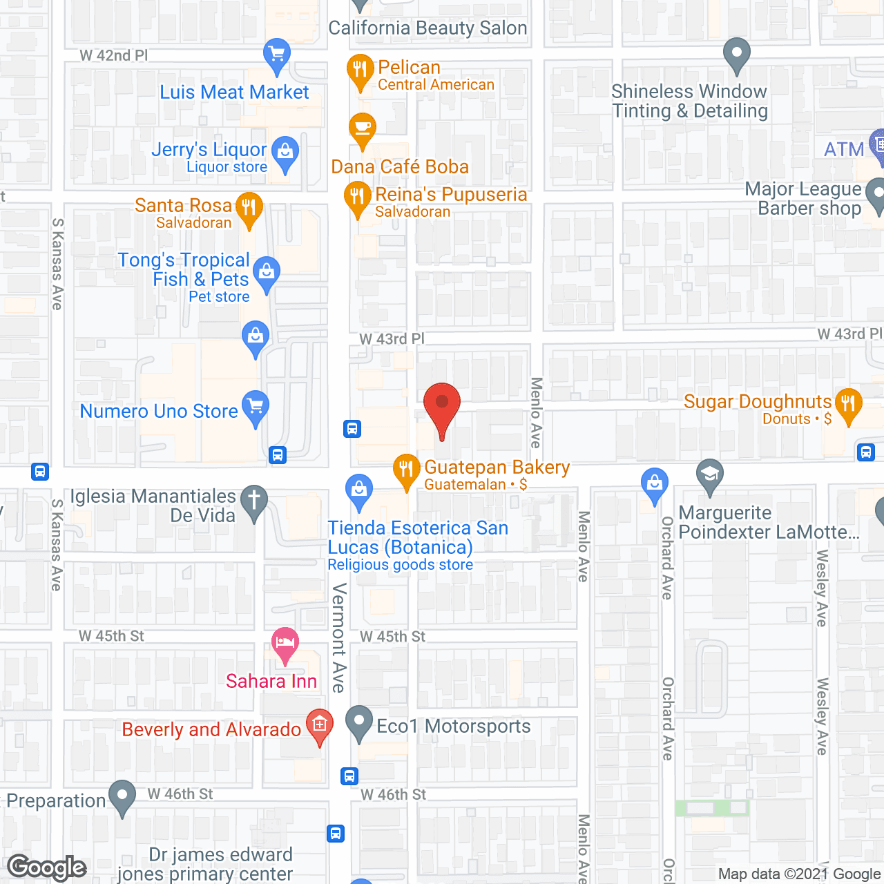 Map of the neighborhood around Thel's Board and Care