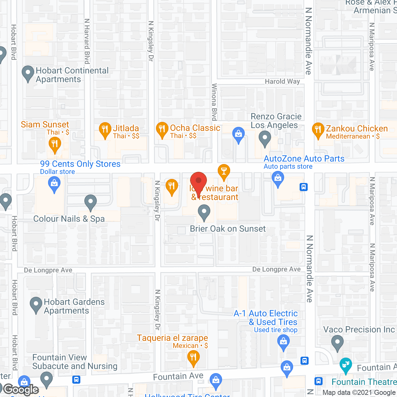 Map of the neighborhood around Brier Oak on Sunset