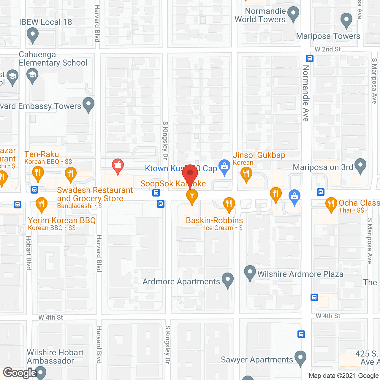 Map of the neighborhood around Kipling Residential Hotel