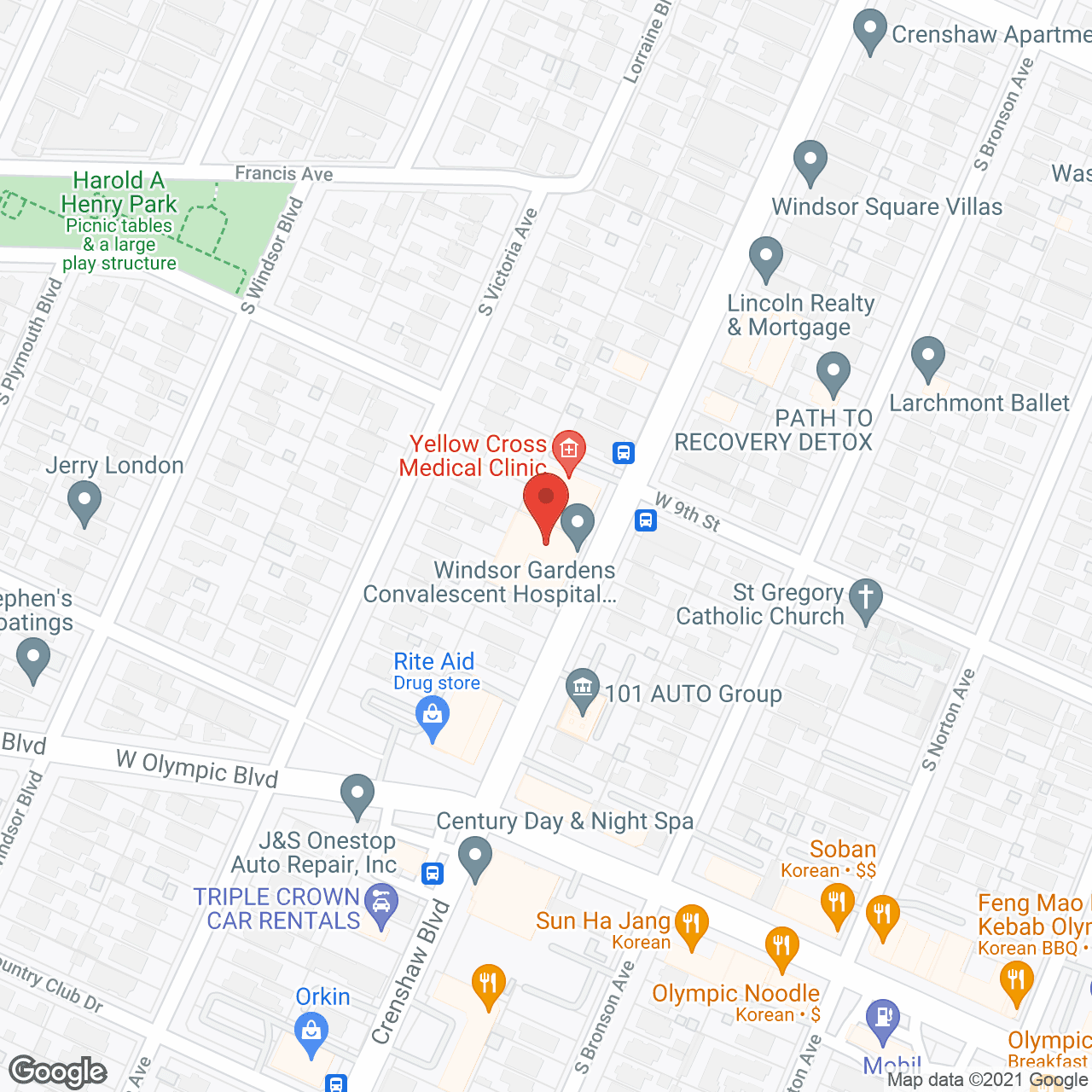 Map of the neighborhood around Windsor Healthcare