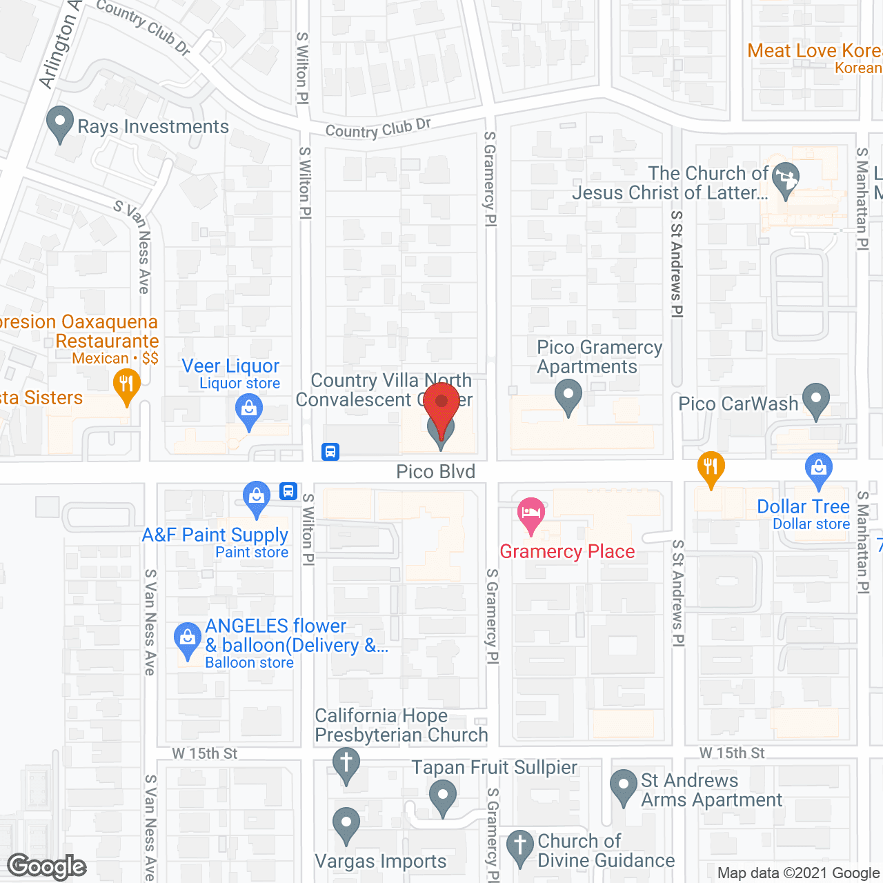 Map of the neighborhood around Country Villa North