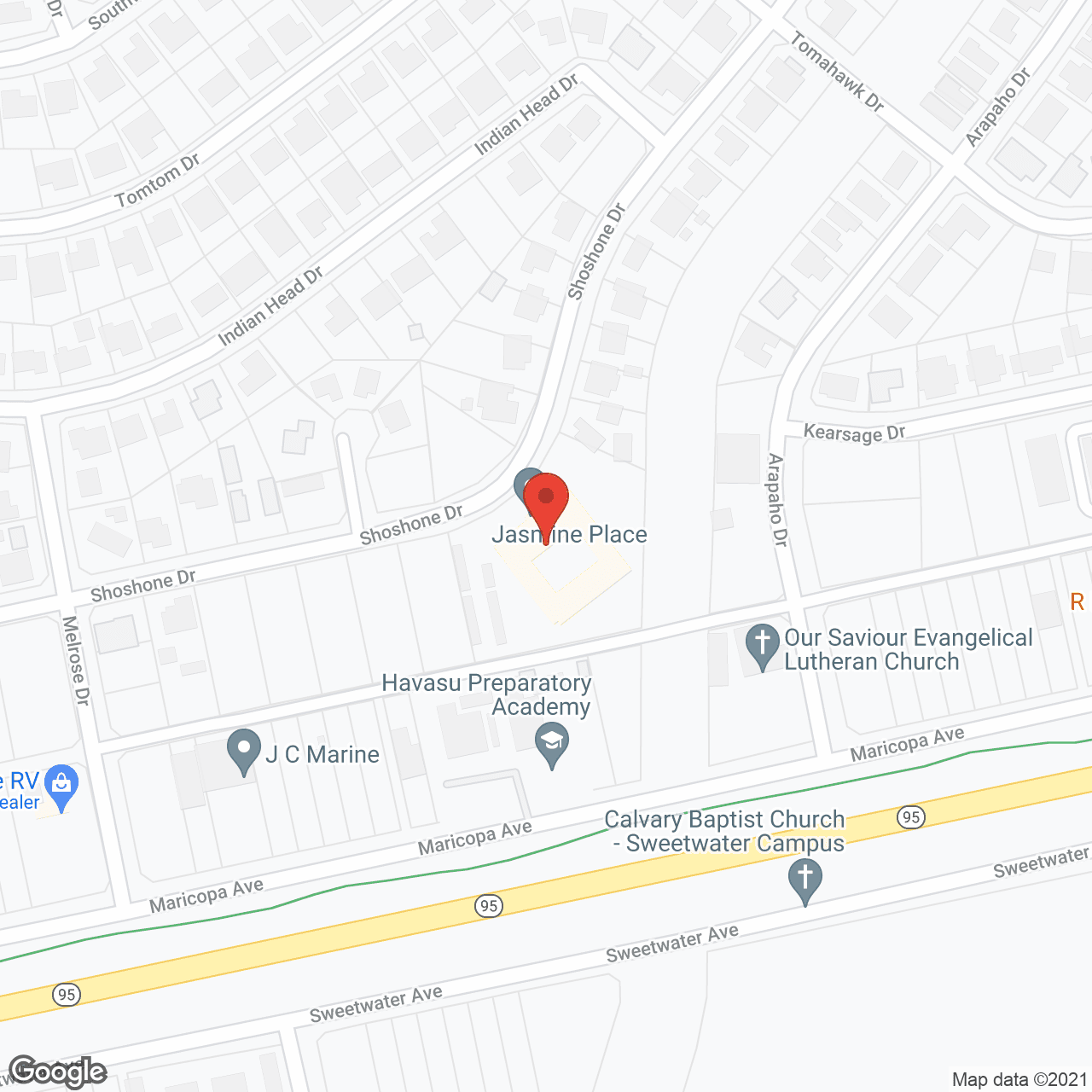 Map of the neighborhood around Avista Lake Havasu