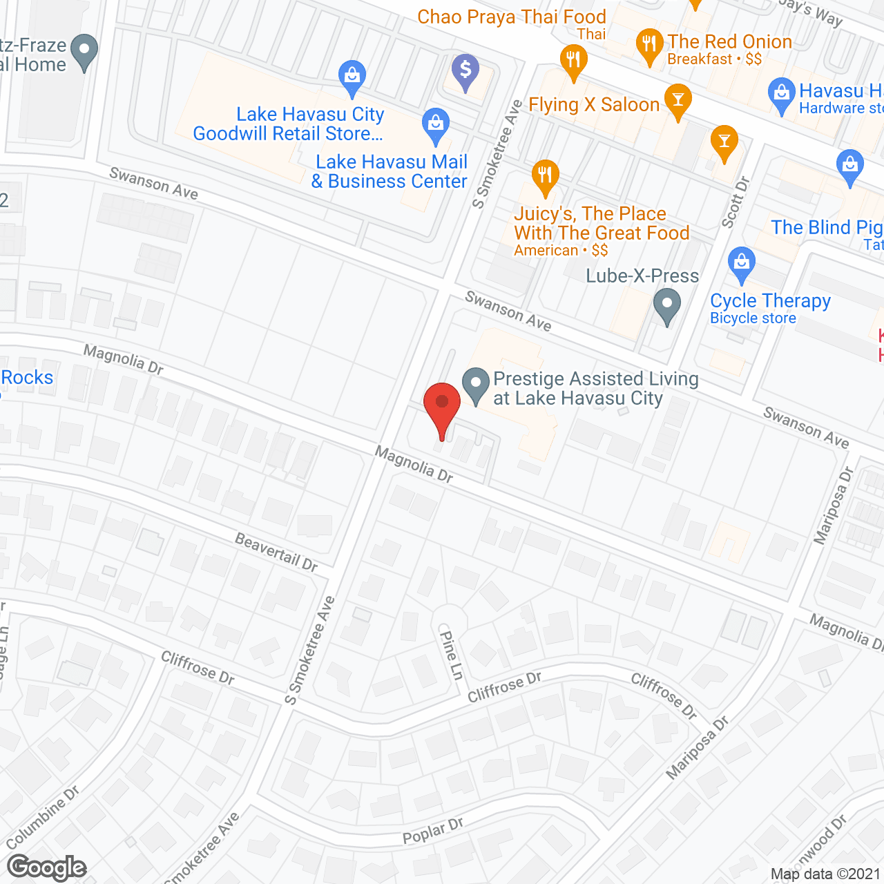Map of the neighborhood around Prestige Assisted Living at Lake Havasu City