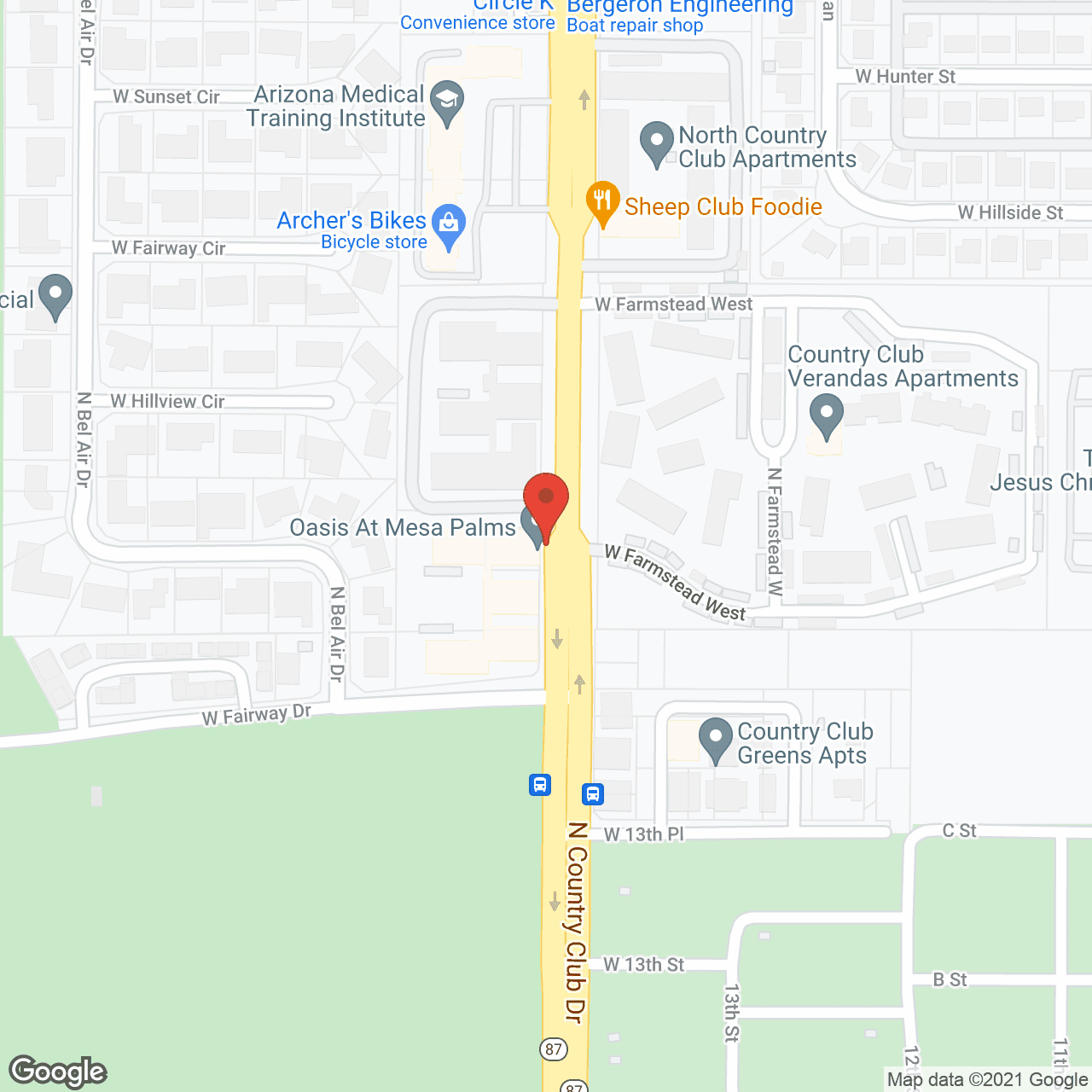 Map of the neighborhood around Oasis at Mesa Palms