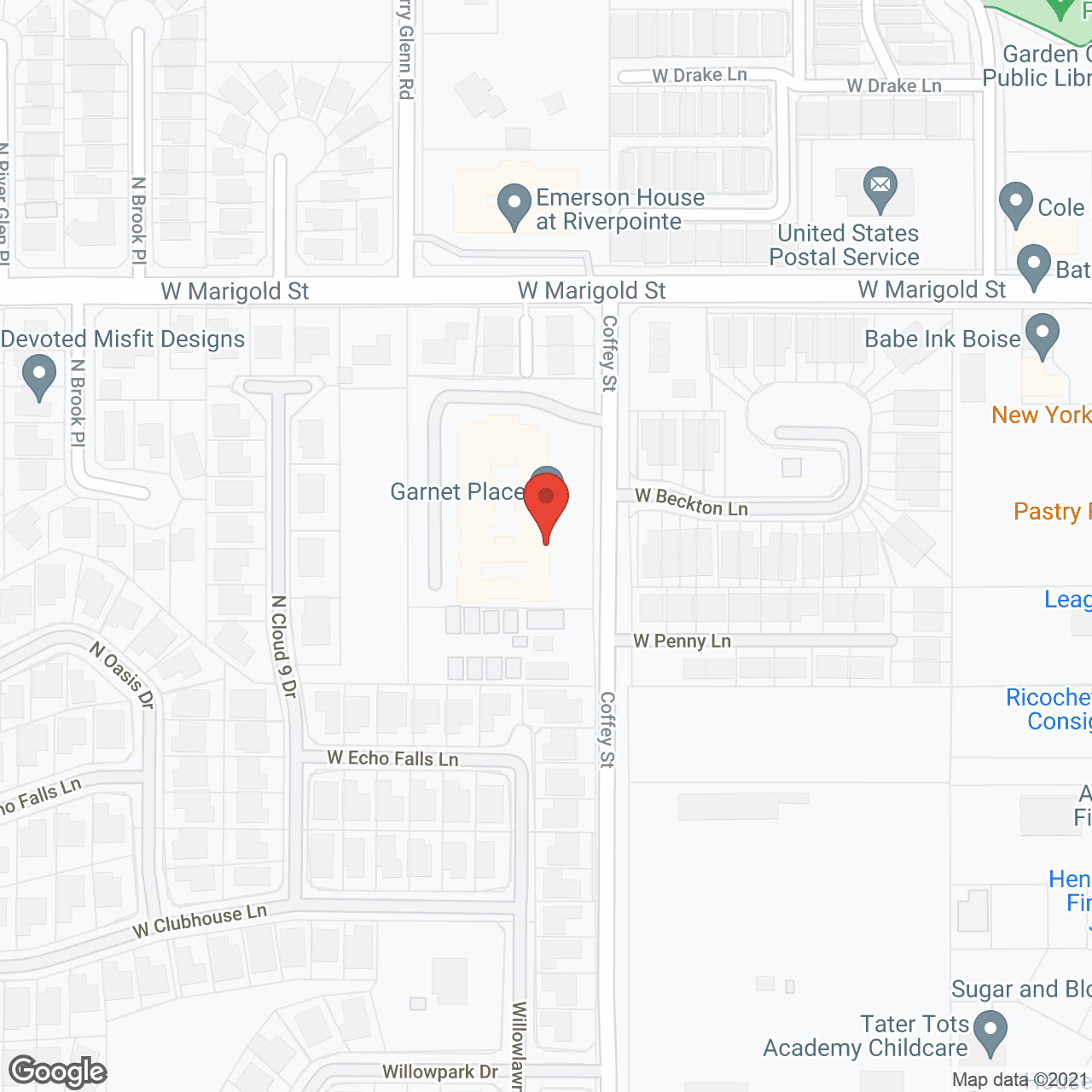 Map of the neighborhood around Avista Garden City