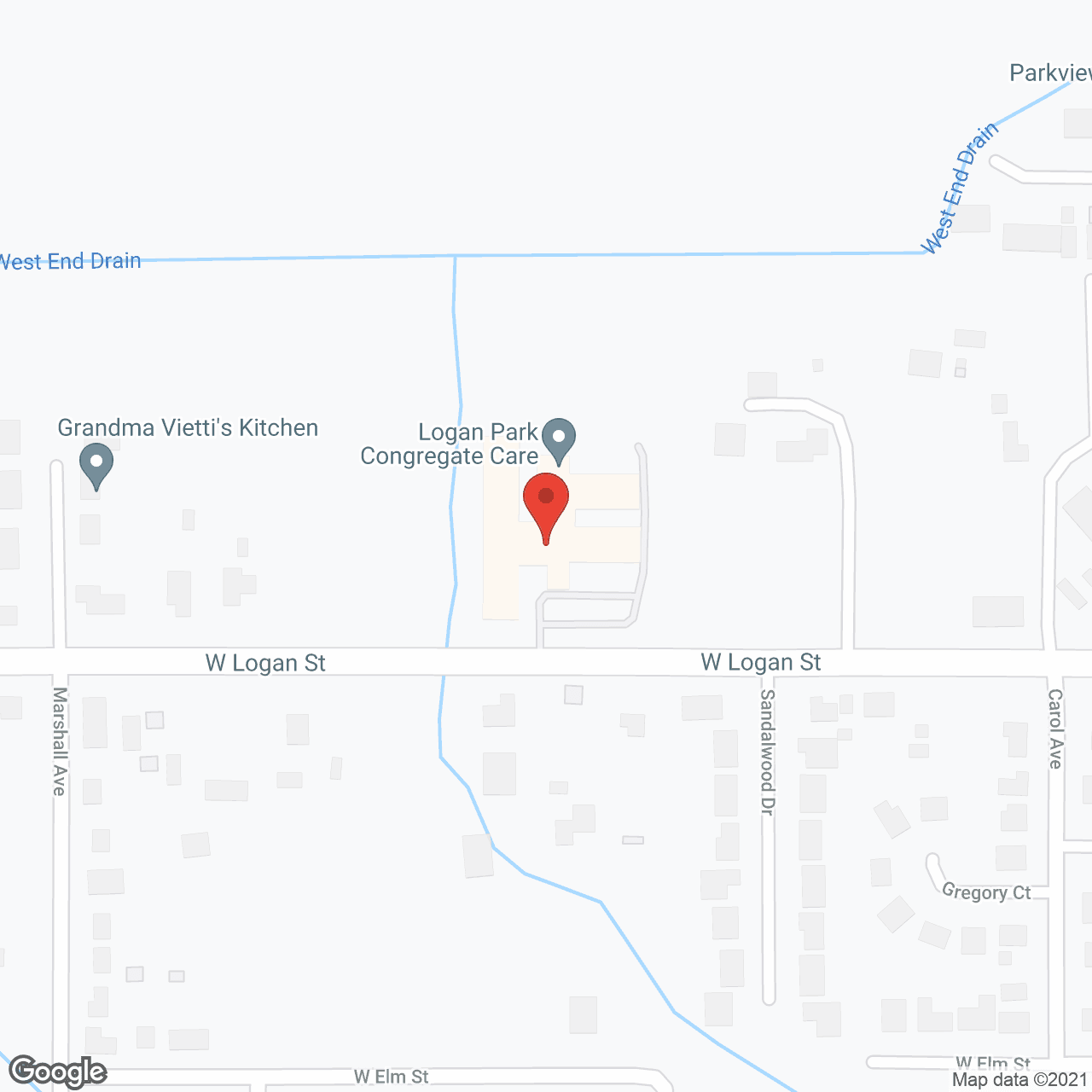 Map of the neighborhood around Logan Park Congregate Care