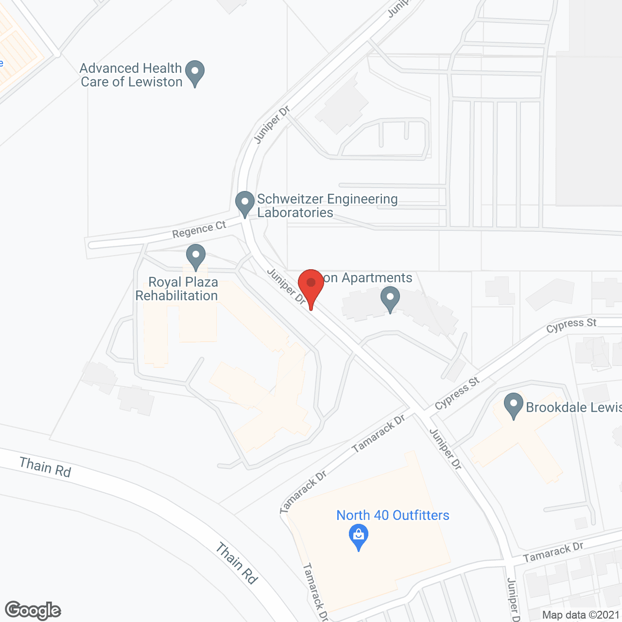 Map of the neighborhood around Royal Plaza of Olympus Living