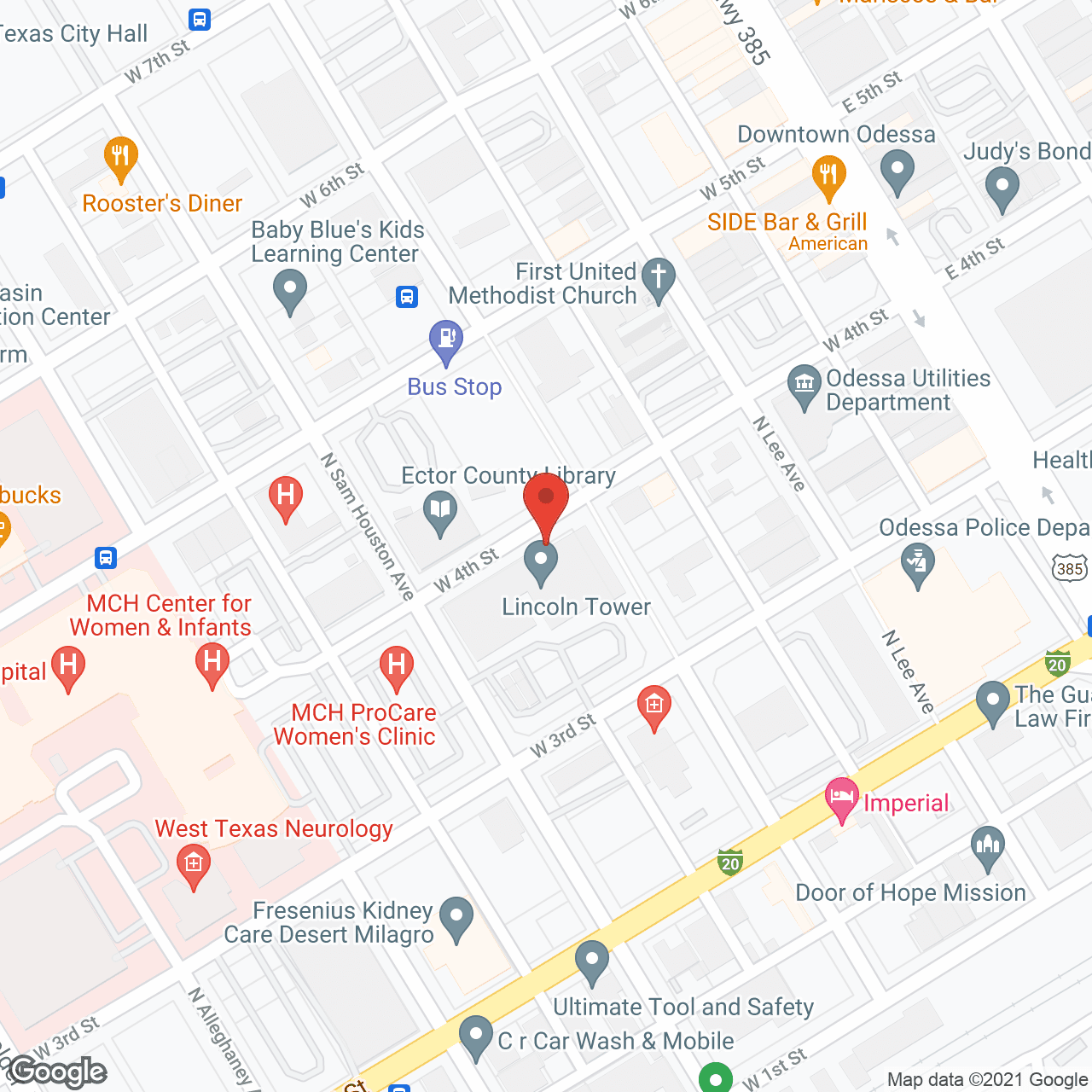 Map of the neighborhood around Holiday Lincoln Tower
