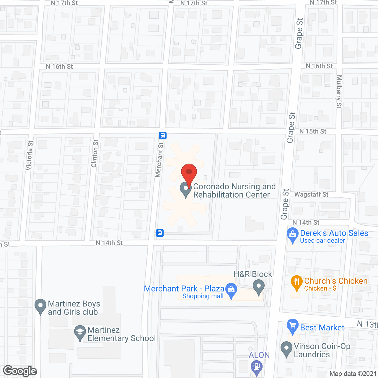 Map of the neighborhood around Coronado Nursing Center