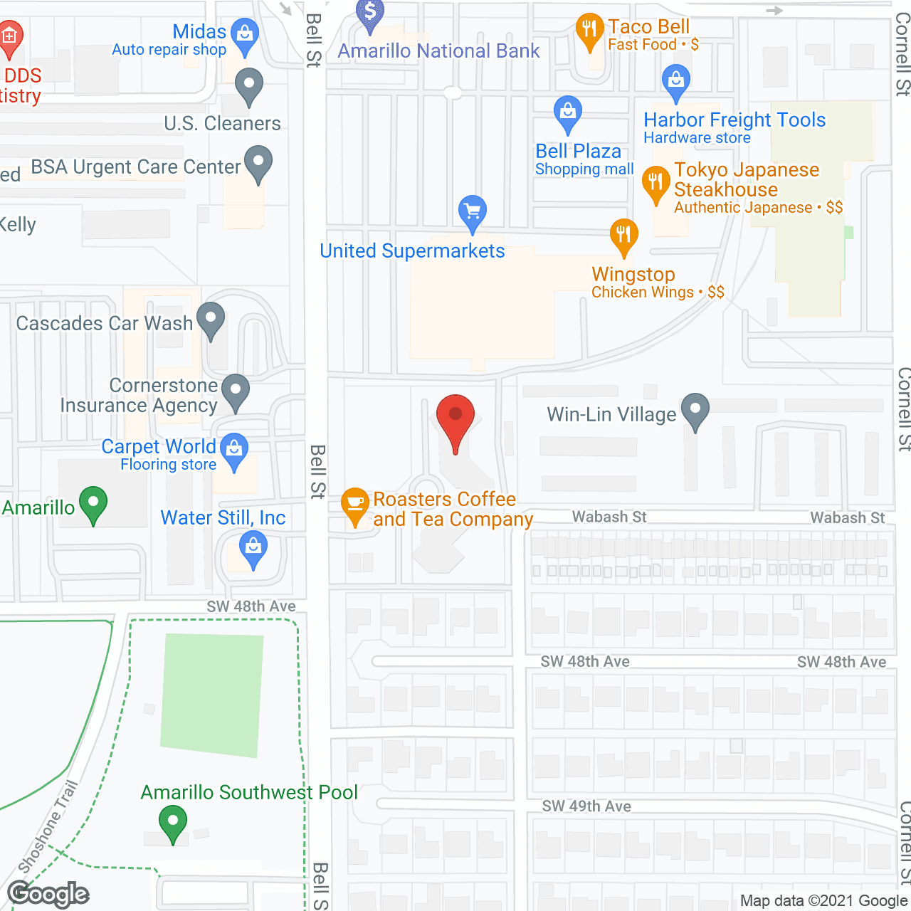 Map of the neighborhood around Asher Point Independent Living of Amarillo