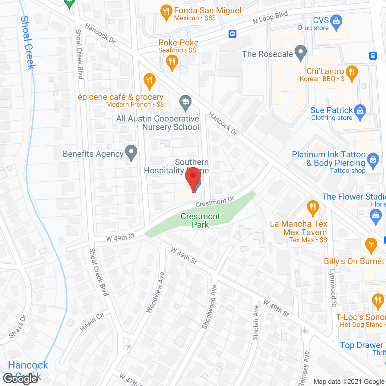 Map of the neighborhood around Southern Hospitality