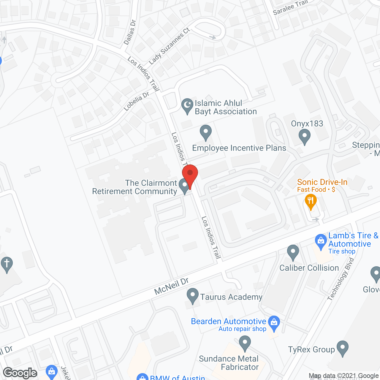 Map of the neighborhood around The Clairmont Retirement Community