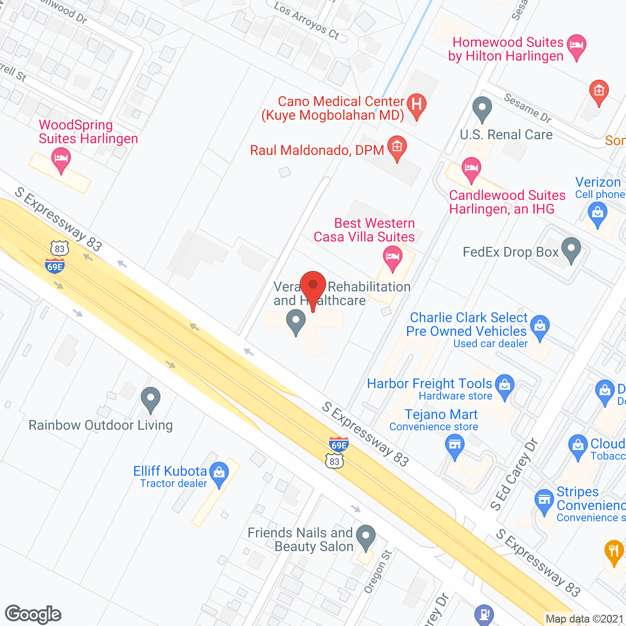 Map of the neighborhood around Harlingen Good Samaritan Ctr