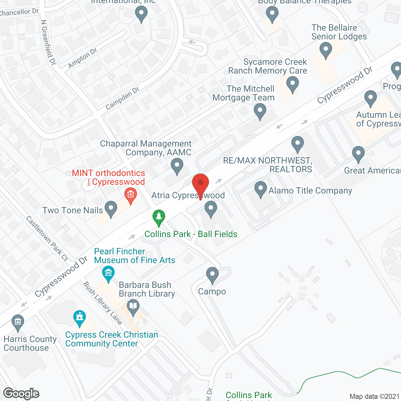 Map of the neighborhood around Novellus Cypresswood Assisted Living and Memory Care